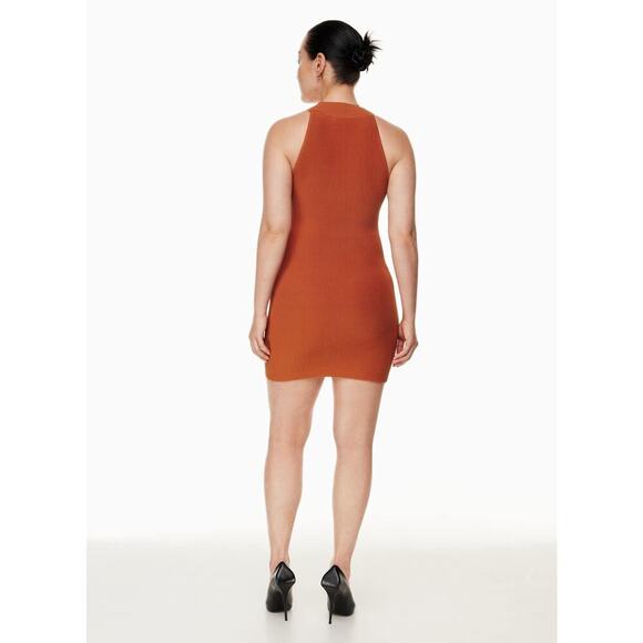 Babaton Aritzia Sculpt Knit Halter Dress Women’s Small Orange Mini Bodycon Club - Picture 3 of 9